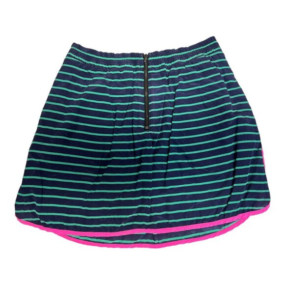 Nanette Lepore Striped Mini Skirt~Size 2~Navy/Green/Hot Pink~100% Silk L11 25 - Picture 3 of 9
